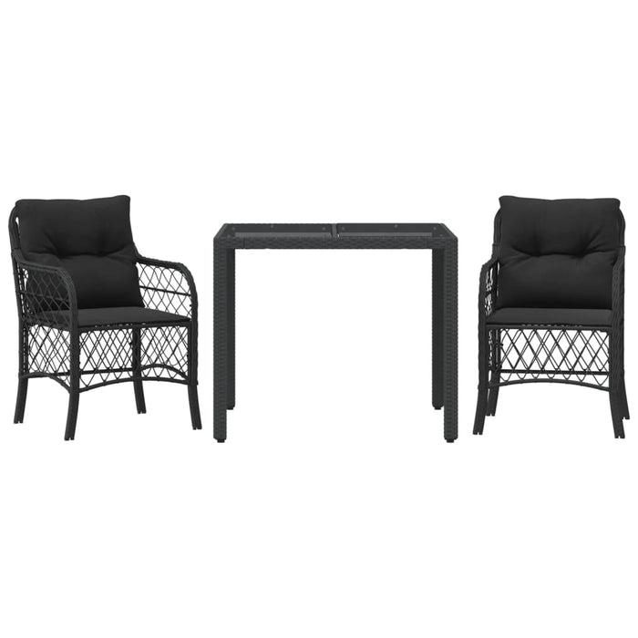 Set bistro cu perne, 3 piese, negru, poliratan - WALTI WALTI