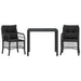 Set bistro cu perne, 3 piese, negru, poliratan - WALTI WALTI