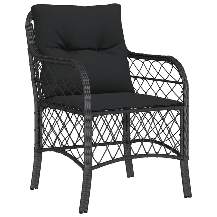Set bistro cu perne, 3 piese, negru, poliratan - WALTI WALTI