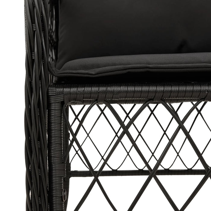 Set bistro cu perne, 3 piese, negru, poliratan - WALTI WALTI