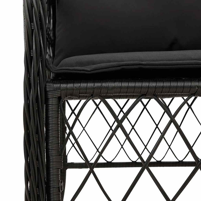 Set mobilier de grădină cu perne, 5 piese, negru, poliratan WALTI
