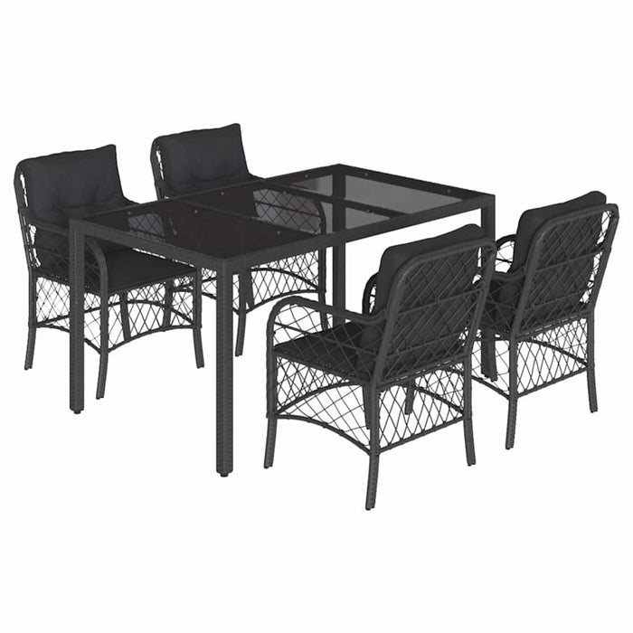 Set mobilier de grădină cu perne, 5 piese, negru, poliratan - WALTI WALTI