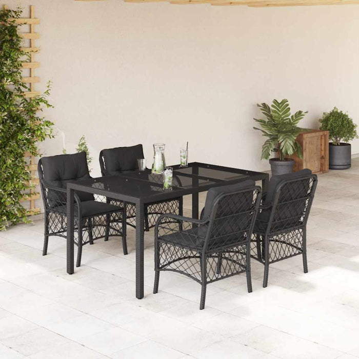 Set mobilier de grădină cu perne, 5 piese, negru, poliratan - WALTI WALTI