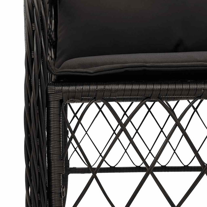 Set mobilier de grădină cu perne, 7 piese, negru, poliratan - WALTI WALTI