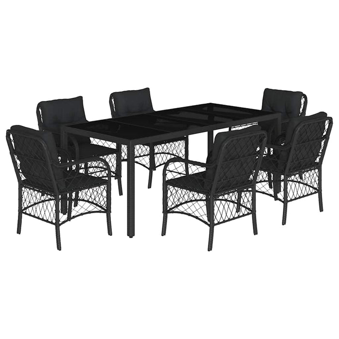 Set mobilier de grădină cu perne, 7 piese, negru, poliratan - WALTI WALTI