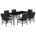 Set mobilier de grădină cu perne, 7 piese, negru, poliratan - WALTI WALTI
