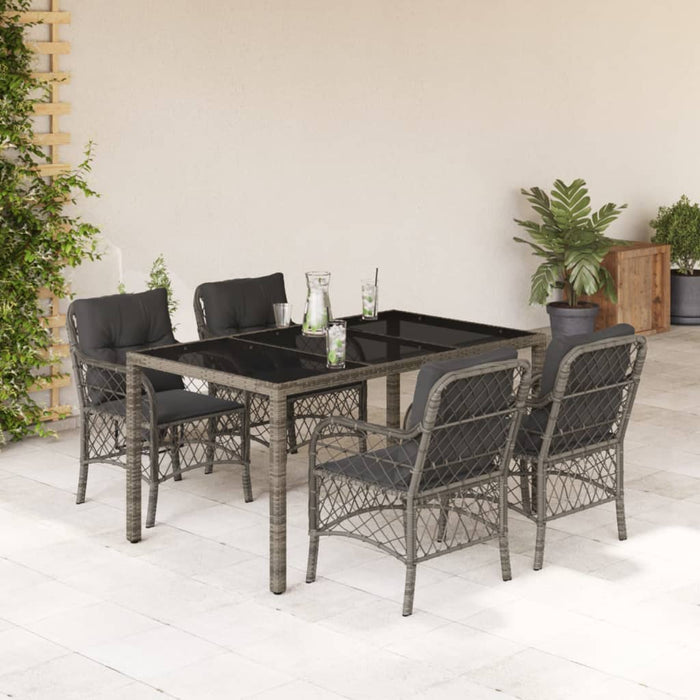 Set mobilier de grădină cu perne, 5 piese, gri, poliratan - WALTI WALTI