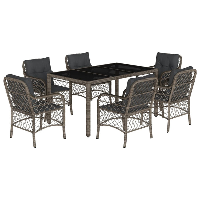 Set mobilier de grădină cu perne, 7 piese, gri, poliratan WALTI