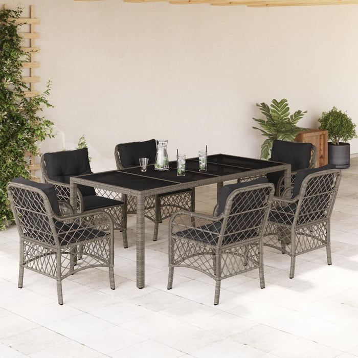 Set mobilier de grădină cu perne, 7 piese, gri, poliratan - WALTI WALTI