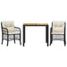 Set bistro cu perne, 3 piese, negru, poliratan - WALTI WALTI