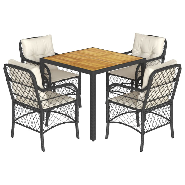 Set mobilier de grădină cu perne, 5 piese, negru, poliratan - WALTI WALTI
