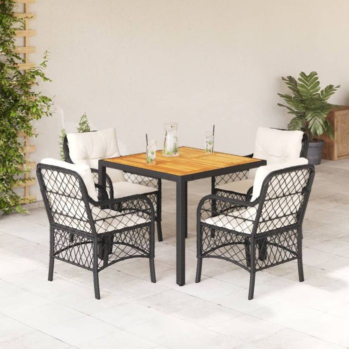 Set mobilier de grădină cu perne, 5 piese, negru, poliratan - WALTI WALTI