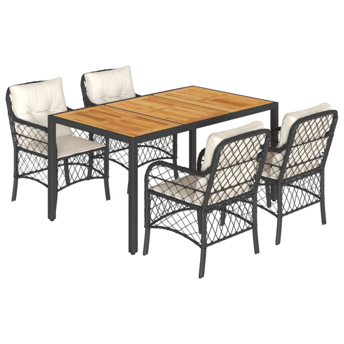Set mobilier de grădină cu perne, 5 piese, negru, poliratan - WALTI WALTI