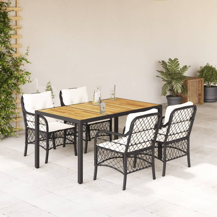 Set mobilier de grădină cu perne, 5 piese, negru, poliratan - WALTI WALTI