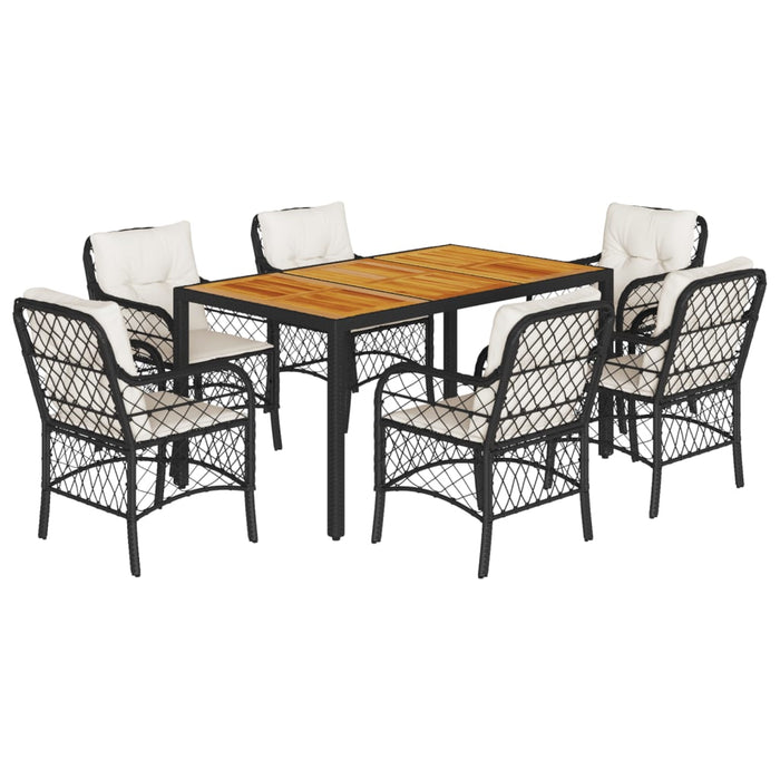 Set mobilier de grădină cu perne, 7 piese, negru, poliratan - WALTI WALTI