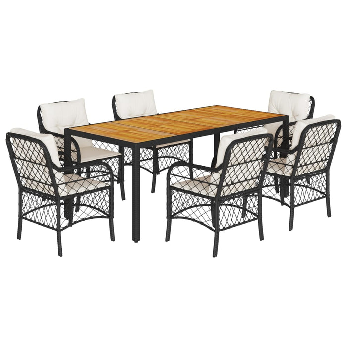 Set mobilier de grădină cu perne, 7 piese, negru, poliratan - WALTI WALTI