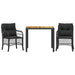 Set bistro cu perne, 3 piese, negru, poliratan - WALTI WALTI
