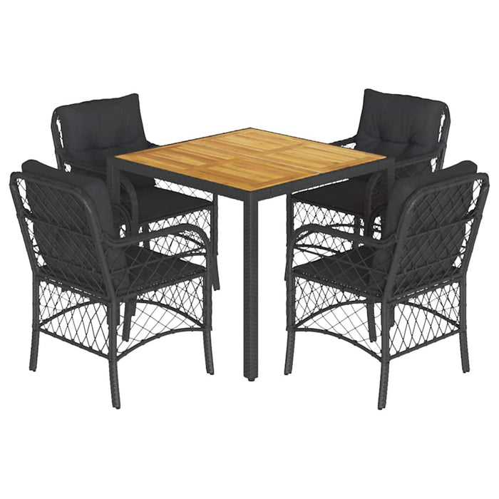 Set mobilier de grădină cu perne, 5 piese, negru, poliratan - WALTI WALTI