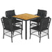 Set mobilier de grădină cu perne, 5 piese, negru, poliratan - WALTI WALTI