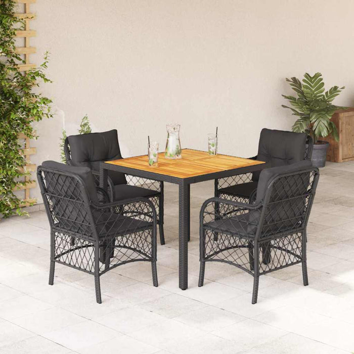 Set mobilier de grădină cu perne, 5 piese, negru, poliratan - WALTI WALTI