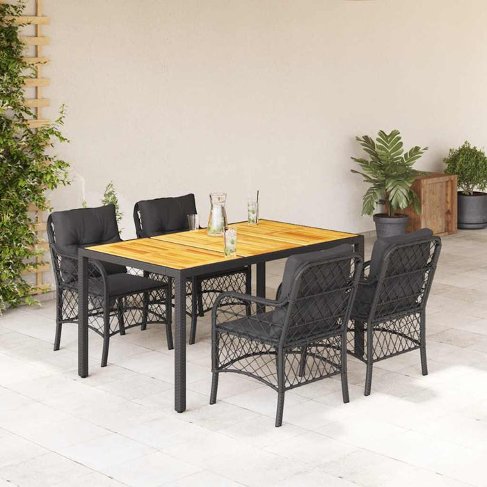 Set mobilier de grădină cu perne, 5 piese, negru, poliratan - WALTI WALTI