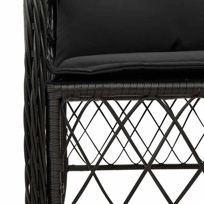 Set mobilier de grădină cu perne, 7 piese, negru, poliratan WALTI