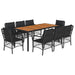 Set mobilier de grădină cu perne, 9 piese, negru, poliratan - WALTI WALTI