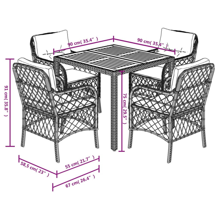 Set mobilier de grădină cu perne, 5 piese, gri, poliratan - WALTI WALTI