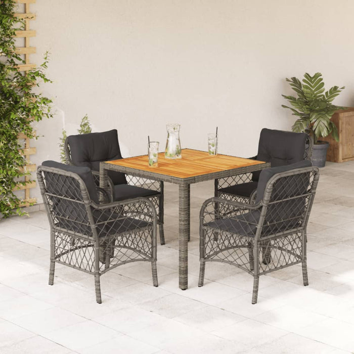 Set mobilier de grădină cu perne, 5 piese, gri, poliratan - WALTI WALTI