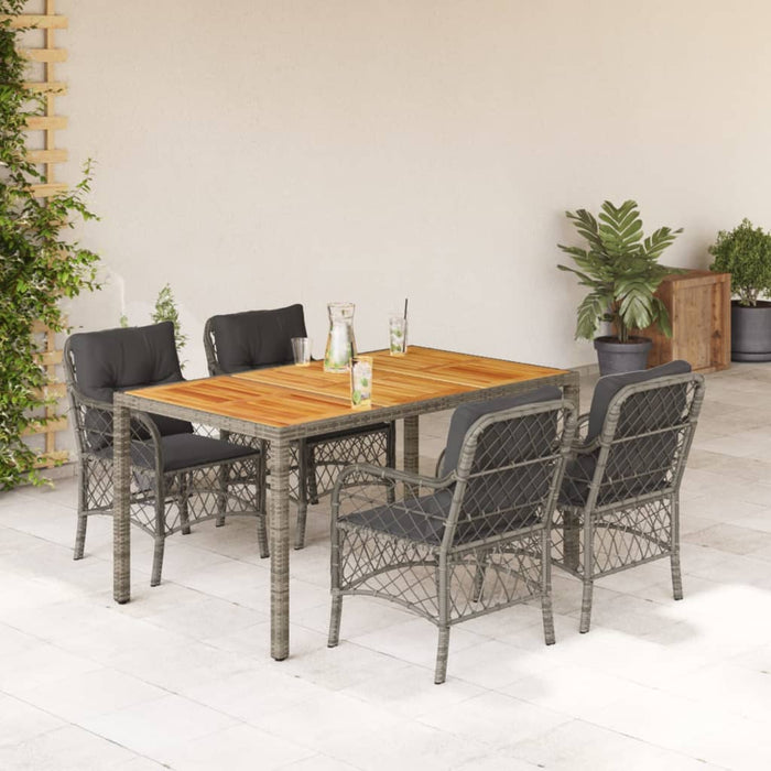 Set mobilier de grădină cu perne, 5 piese, gri, poliratan - WALTI WALTI