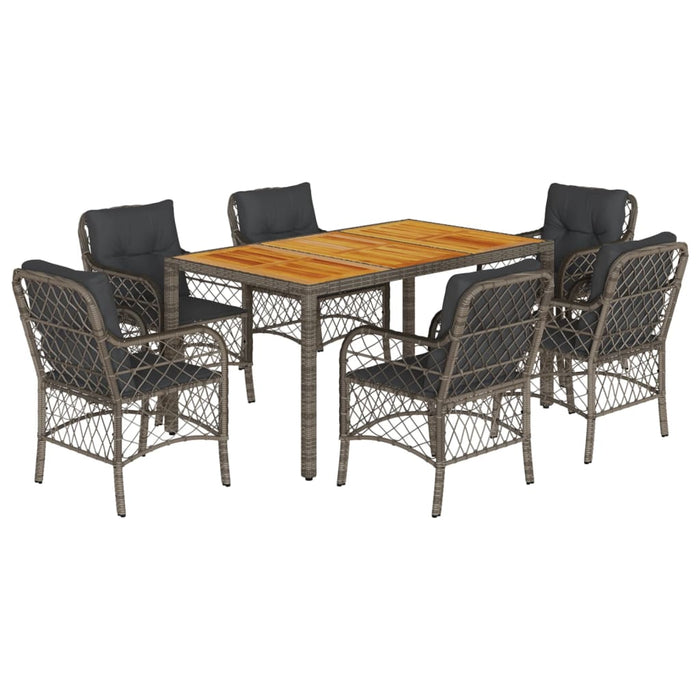 Set mobilier de grădină cu perne, 7 piese, gri, poliratan - WALTI WALTI
