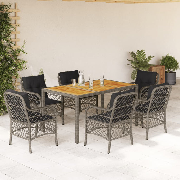 Set mobilier de grădină cu perne, 7 piese, gri, poliratan - WALTI WALTI