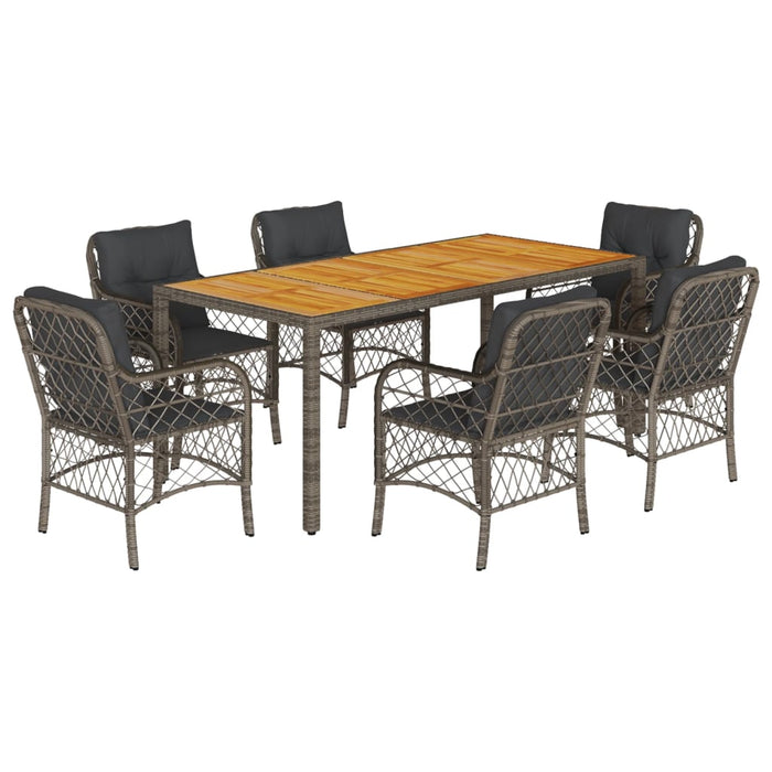 Set mobilier de grădină cu perne, 7 piese, gri, poliratan - WALTI WALTI