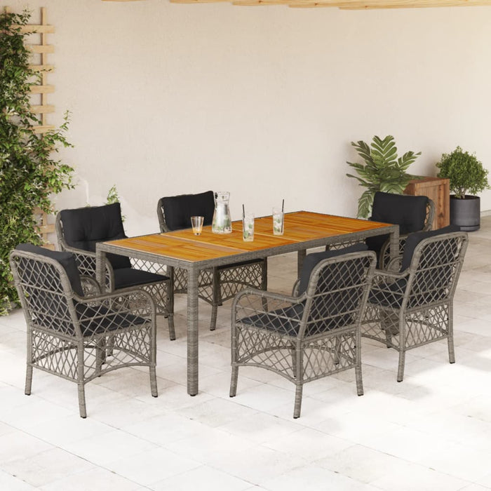 Set mobilier de grădină cu perne, 7 piese, gri, poliratan - WALTI WALTI