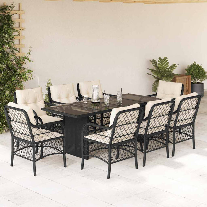 Set mobilier de grădină cu perne, 9 piese, negru, poliratan - WALTI WALTI