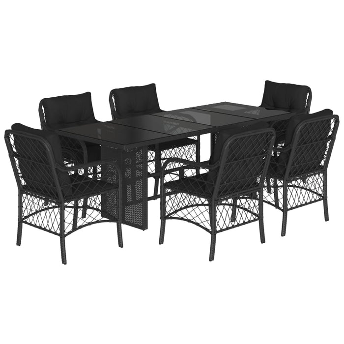 Set mobilier de grădină cu perne, 7 piese, negru, poliratan - WALTI WALTI