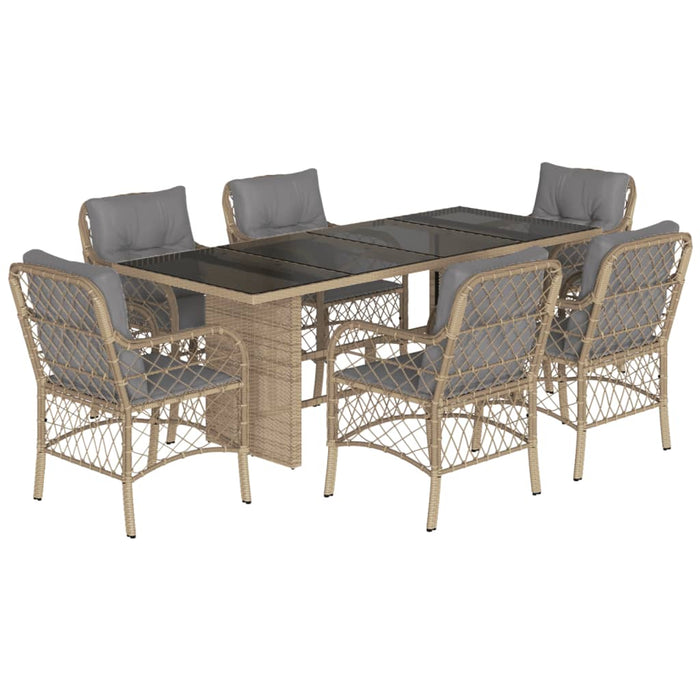 Set mobilier pentru grădină, 7 piese, cu perne, bej, poliratan - WALTI WALTI