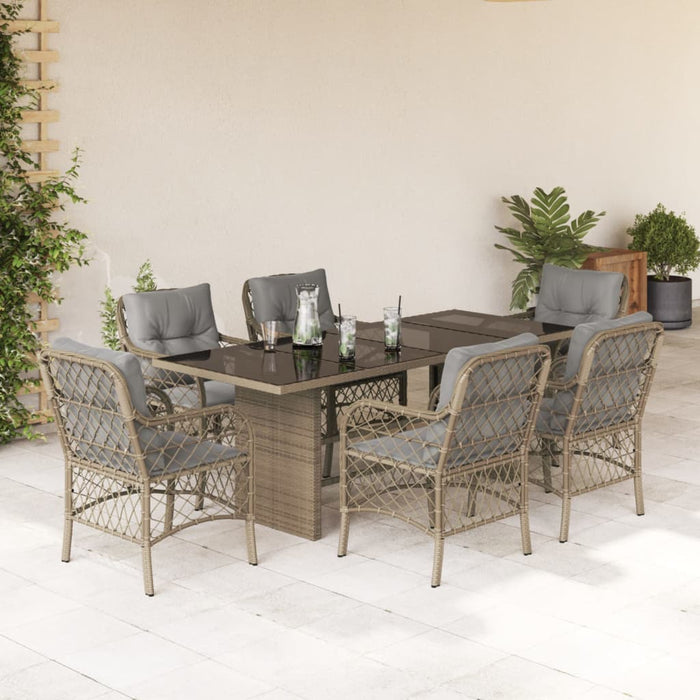 Set mobilier pentru grădină, 7 piese, cu perne, bej, poliratan - WALTI WALTI