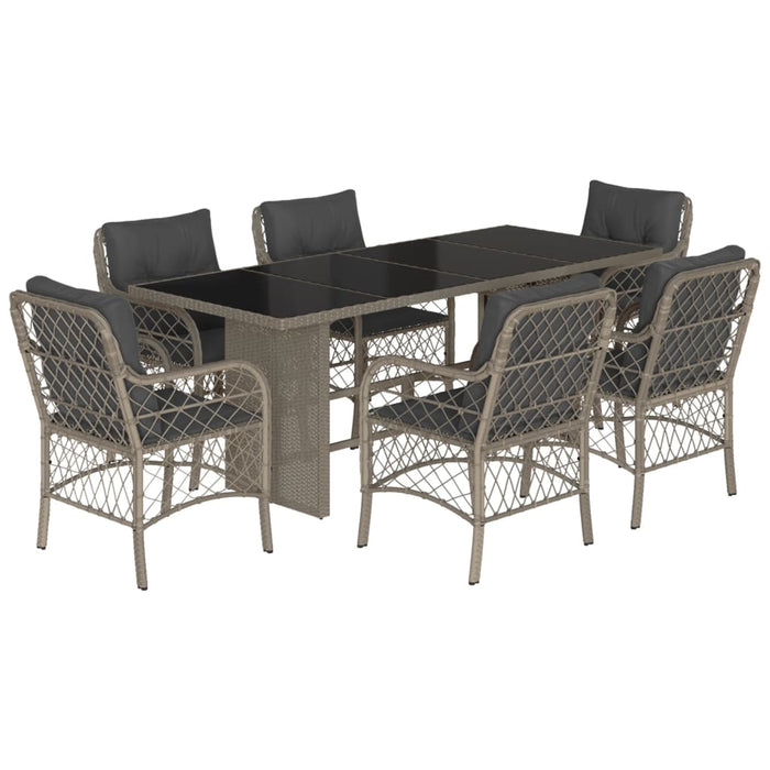 Set mobilier de grădină cu perne, 7 piese gri deschis poliratan WALTI