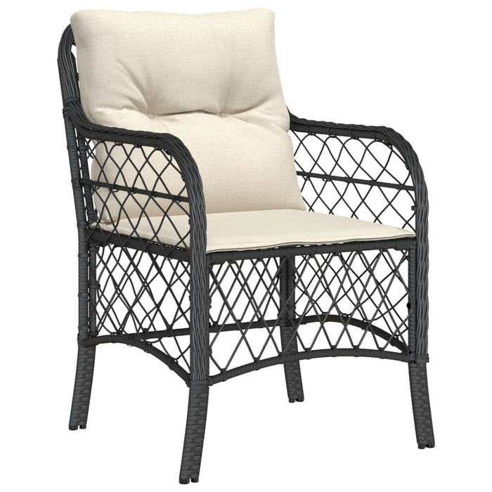 Set mobilier de grădină cu perne, 7 piese, negru, poliratan WALTI