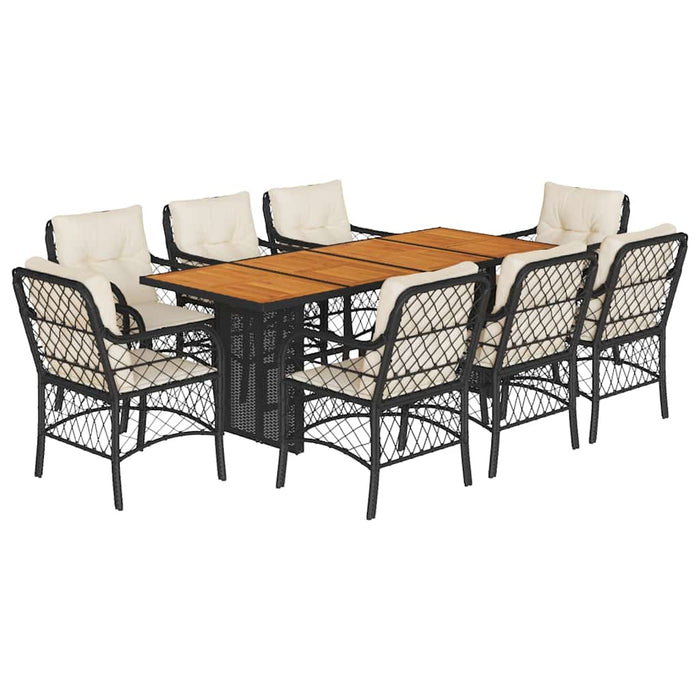 Set mobilier de grădină cu perne, 9 piese, negru, poliratan - WALTI WALTI