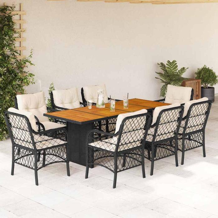 Set mobilier de grădină cu perne, 9 piese, negru, poliratan - WALTI WALTI