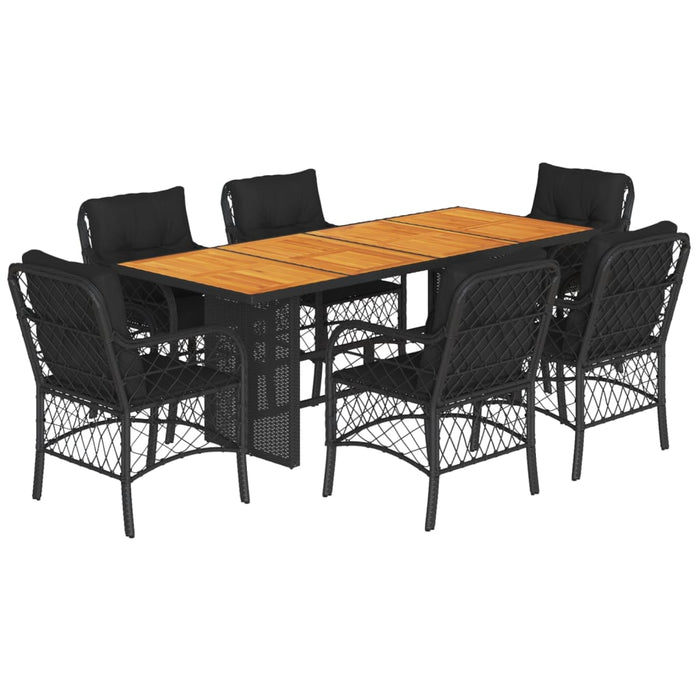 Set mobilier de grădină cu perne, 7 piese, negru, poliratan - WALTI WALTI