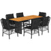 Set mobilier de grădină cu perne, 7 piese, negru, poliratan - WALTI WALTI