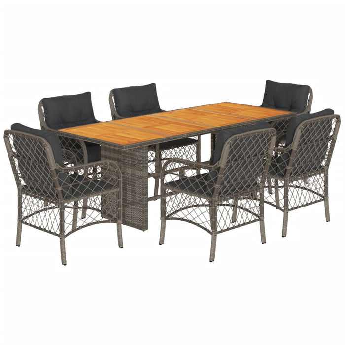 Set mobilier de grădină cu perne, 7 piese, gri, poliratan WALTI