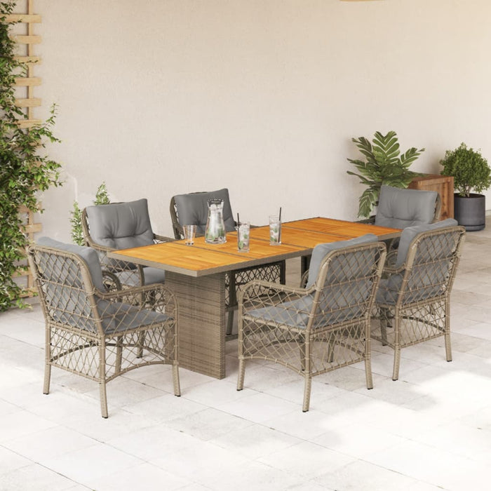Set mobilier pentru grădină, 7 piese, cu perne, bej, poliratan - WALTI WALTI