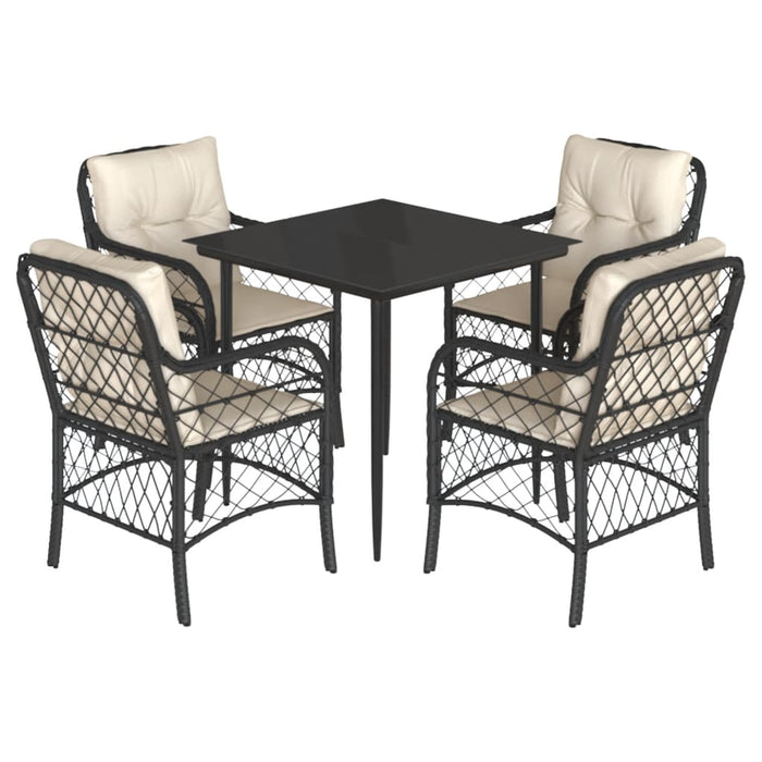 Set mobilier de grădină cu perne, 5 piese, negru, poliratan - WALTI WALTI