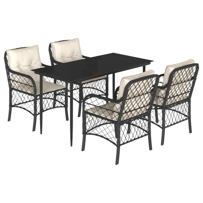 Set mobilier de grădină cu perne, 5 piese, negru, poliratan - WALTI WALTI