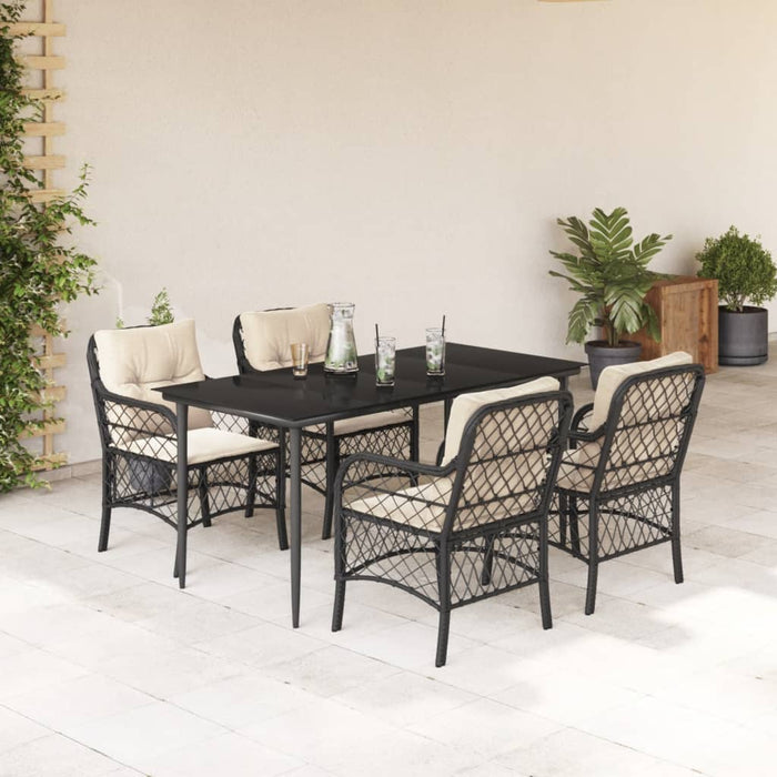 Set mobilier de grădină cu perne, 5 piese, negru, poliratan - WALTI WALTI