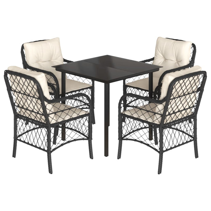 Set mobilier de grădină cu perne, 5 piese, negru, poliratan - WALTI WALTI